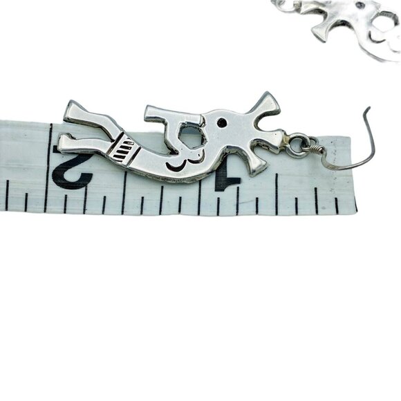Vintage Sterling Silver Kokopelli Dangle/Drop Earrings Native Southwestern Large - Picture 6 of 8